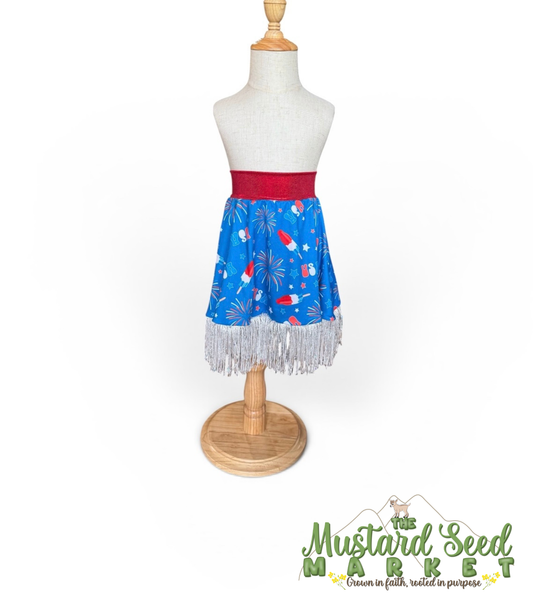 3T Silver fringe USA Twirl skirt